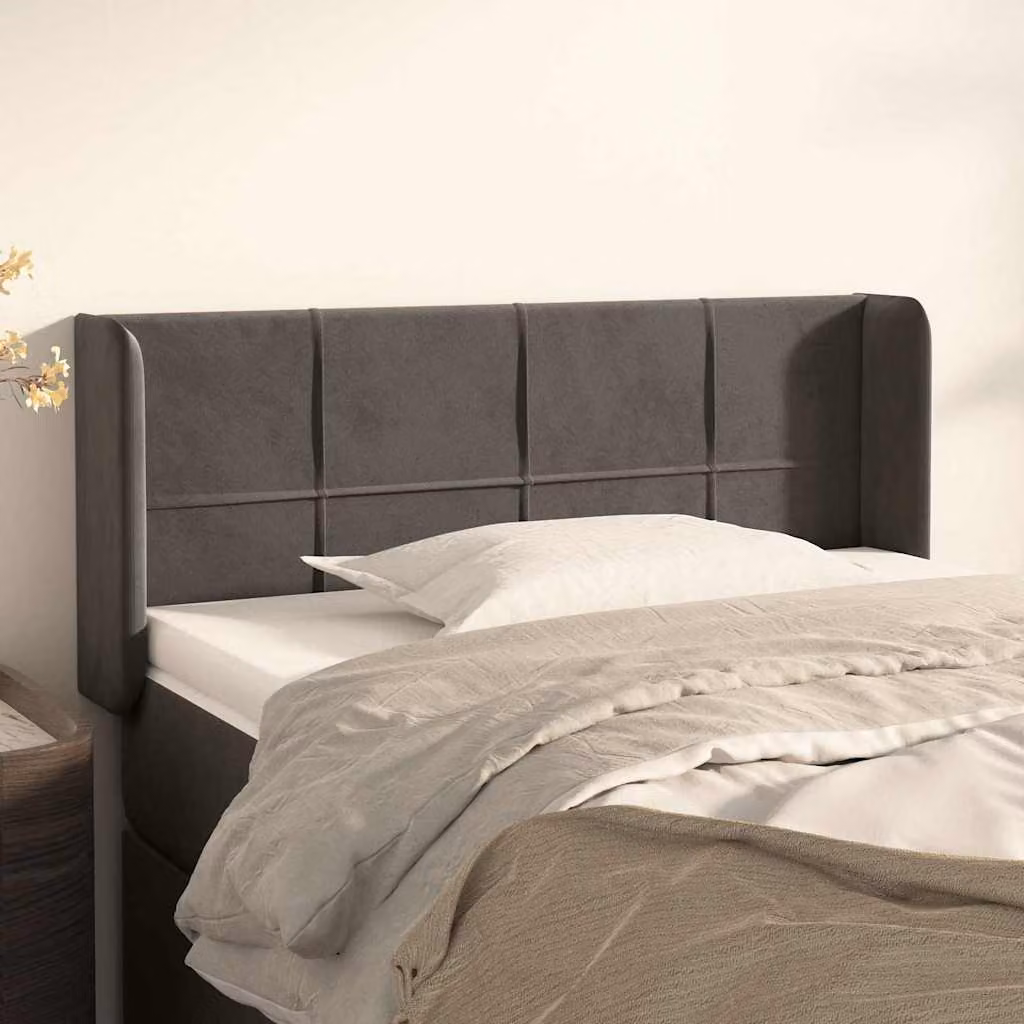 Testiera ad orecchio vidaXL in velluto grigio scuro L: 103 cm, P: 16 cm, H: 78-88 cm