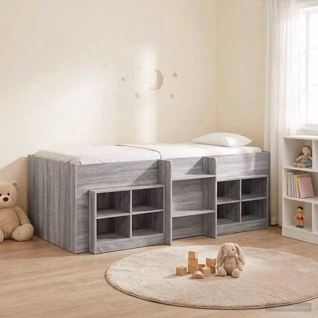 Letto a soppalco singolo con mobile vidaXL grigio L/P/H: 203 x 100 x 119,5 cm – 1