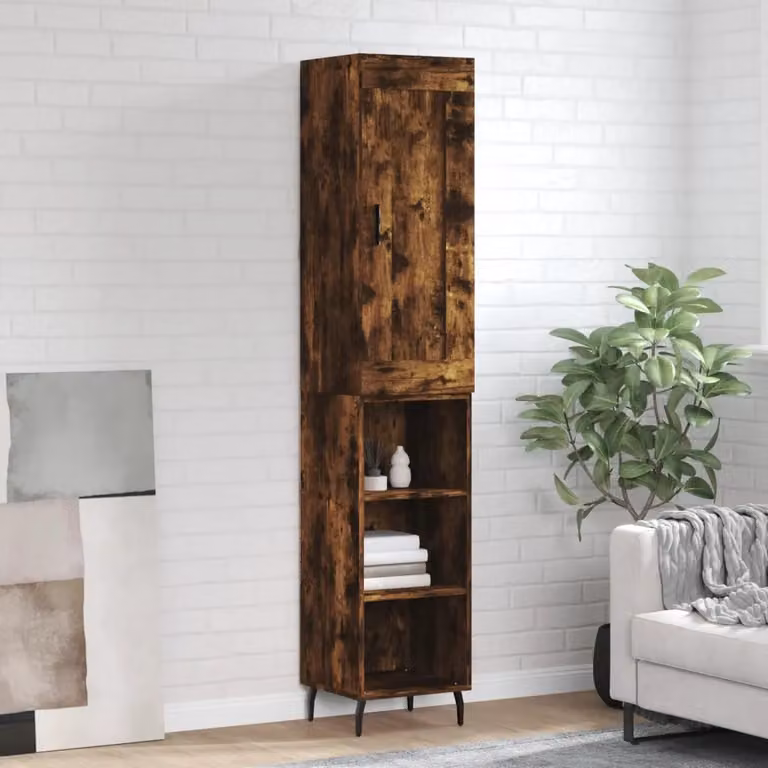 Credenza moderna vidaXL in legno rovere fumo con ante a battente per cucina e sala da pranzo L/P/H: 180 x 34,5 x 34 cm