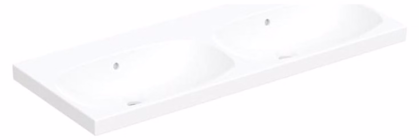Geberit Acanto double lavabo, sans trous pour robinets, avec trop-plein, 1200x480mm, 500.628.01.2, 500.628.01.2