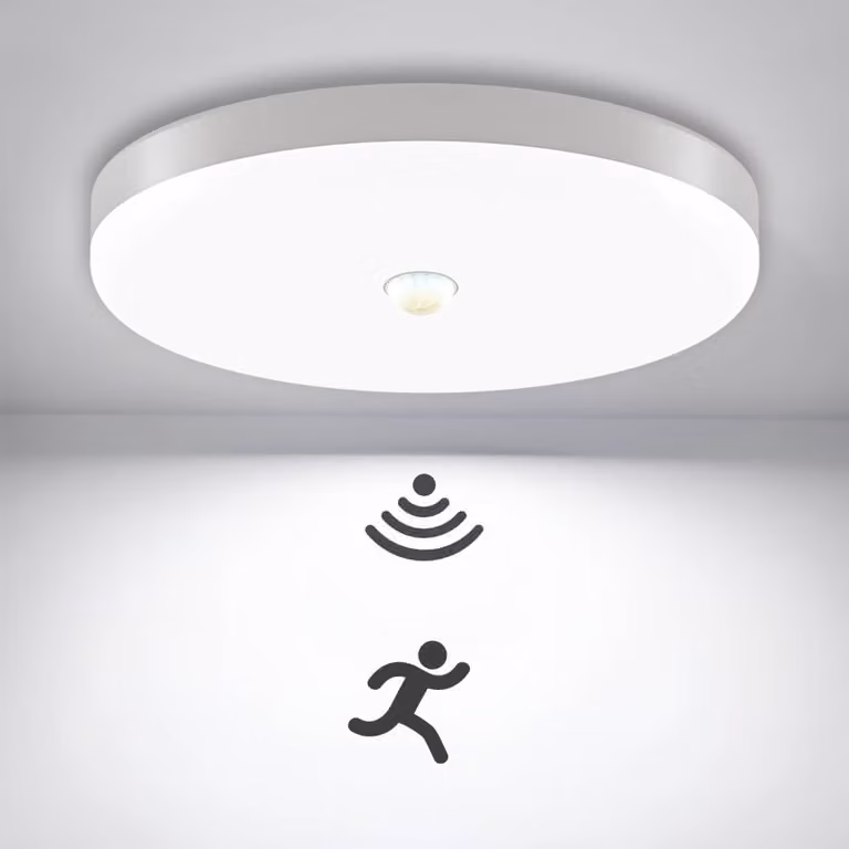 Lampada da soffitto a LED con sensore di movimento, 18W, 1600 lumen, 22 cm