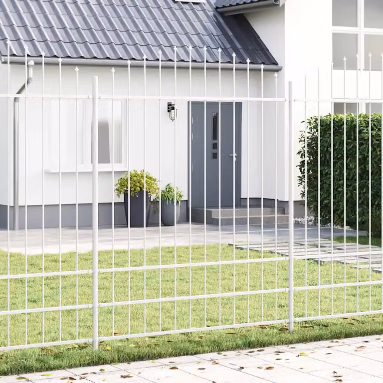 Set di 3 recinzioni per giardino vidaXL WOERDEN in acciaio verniciato a polvere, colore bianco, H: 225 cm, L: 170 cm
