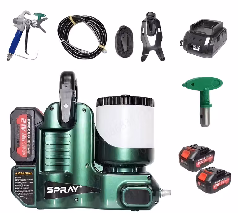 Pistola a spruzzo senza aria, 500W, 2200 PSI, alta efficienza, serbatoio da 1,2L, design portatile a mano, dotata di due batterie