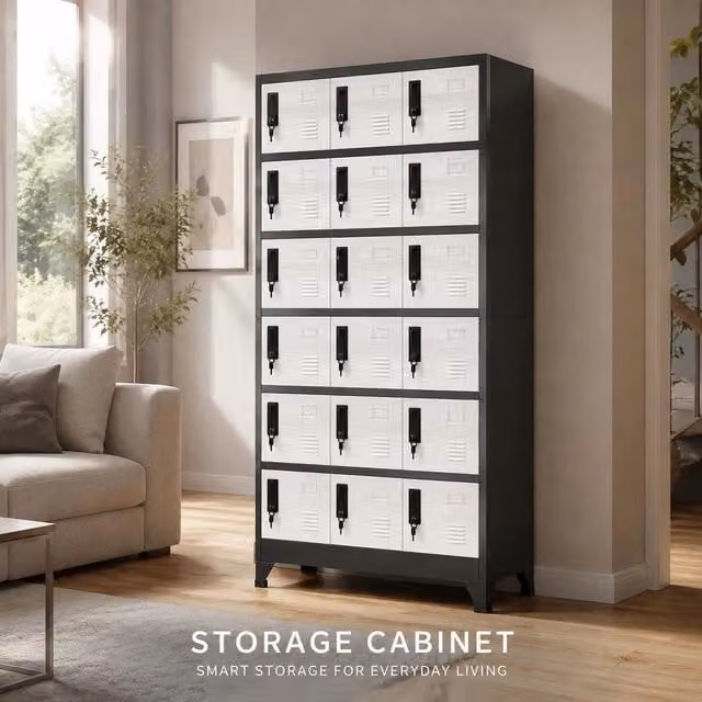 Locker Cabinet, Anthracite And White, 90x40x180 Cm, Steel