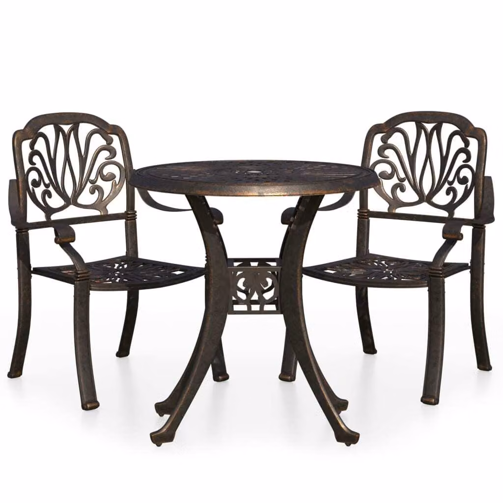Set da Bistrot 3 pz in Alluminio Pressofuso Bronzo
