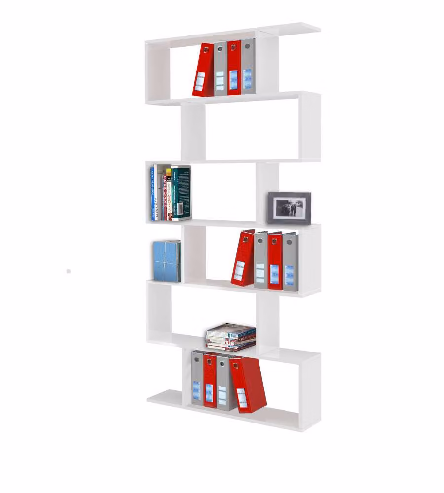 Web Furniture - Libreria Moderna Bianco Lucido Calli 191,8x84x24,6 cm