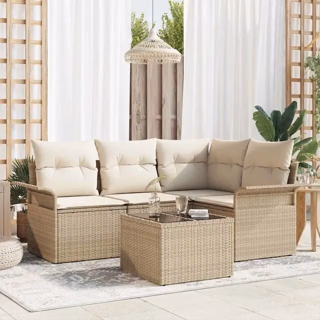 Set Divano da Giardino 5 pz Beige polyrattan 3354020