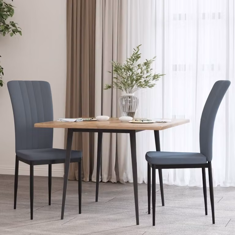 The Living Store Sedie da pranzo 2 pezzi. Velluto grigio scuro