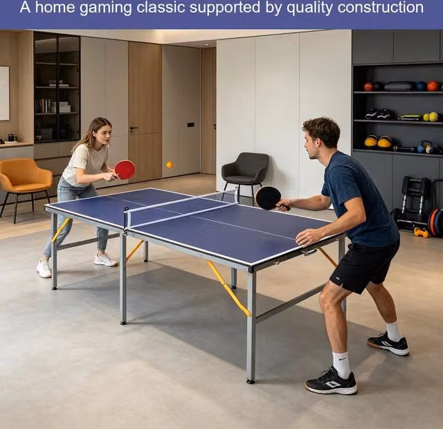Tavolo da ping pong pieghevole ¨C Minimal ¨C 182x91cm, per interni ed esterni con rete, racchette e palline