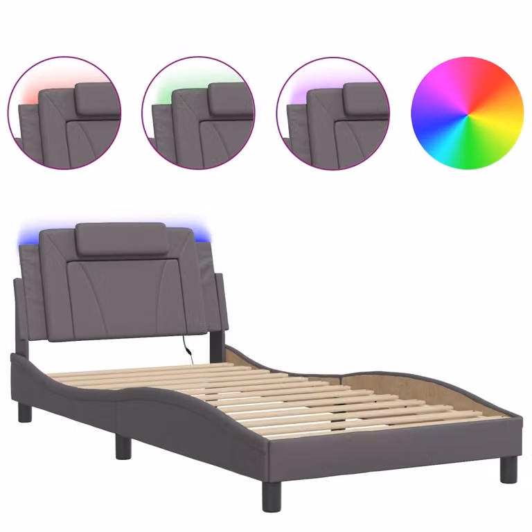 Giroletto Viana con LED senza Materasso Grigio 100x200 cm