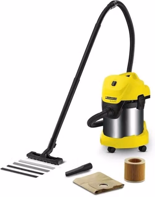 Aspiratutto Kärcher MV 3 Premium Inox in acciaio inossidabile argento e giallo da 17 l