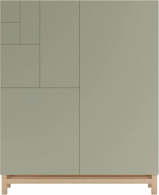 Scarpiera Herdasa effetto rovere chiaro ante verdi 112x90x27