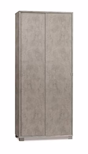Sarmog Armadio2 Ante Scorrevoli, Armadio 2 ante, Armadio Salvaspazio, Armadio camera da letto, Armadio 2 ante con ripiani, 82x41x h190 cm (Senza Specchio, Cemento)