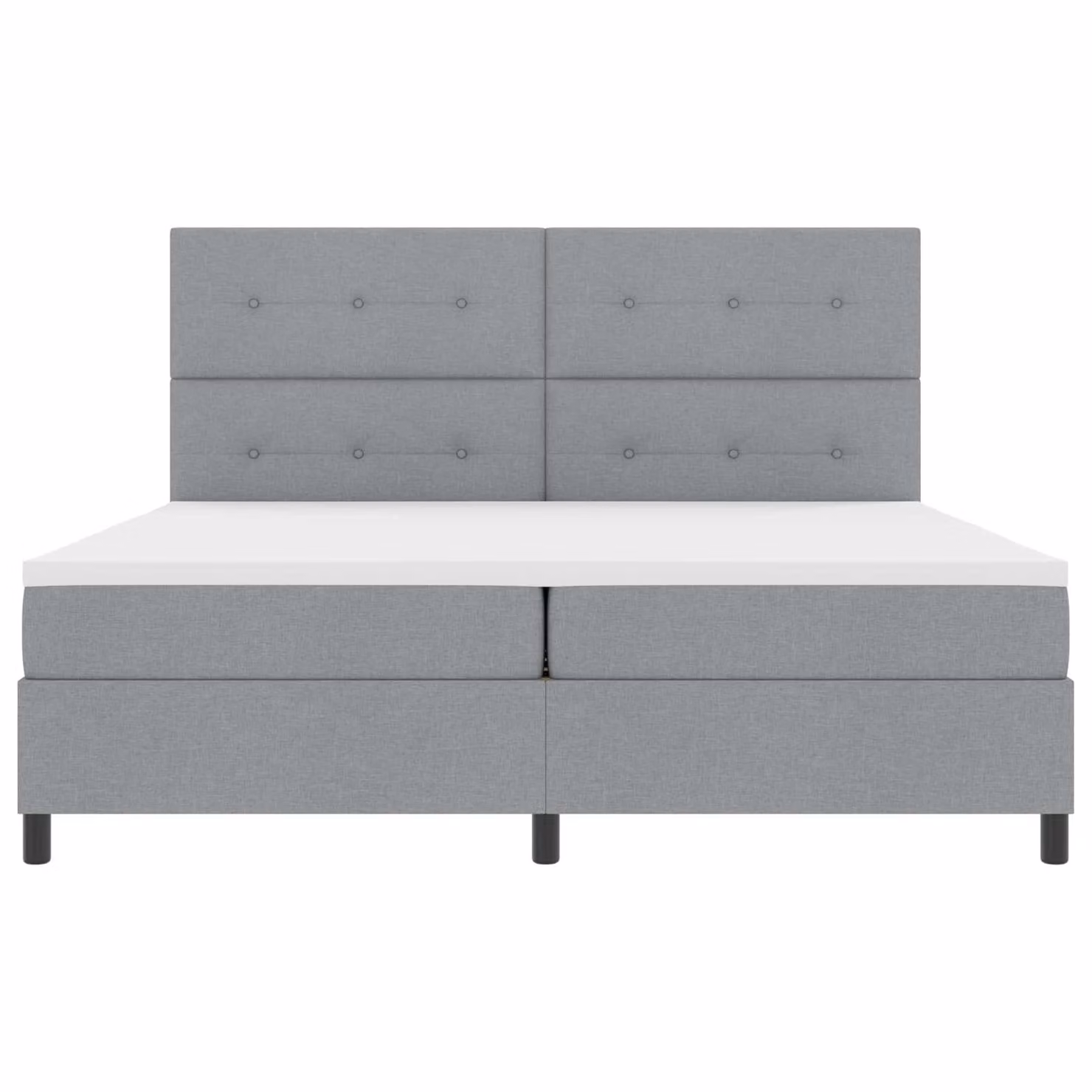 Letto a molle con testiera vidaXL in tessuto grigio, L/P/H: 200 x 200 x 128 cm