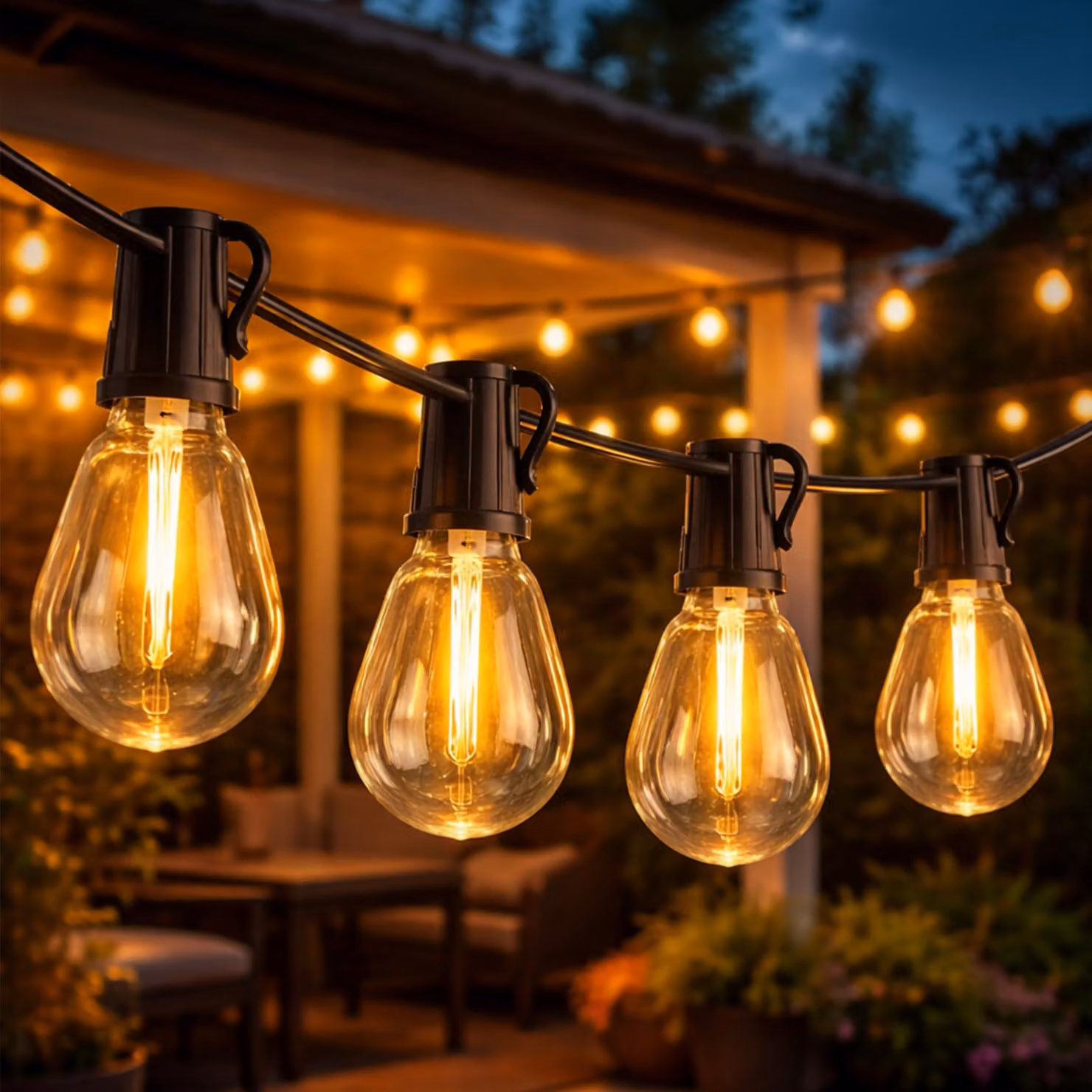 Catena luminosa LED da 7,5 metri, adatta per uso esterno, con grado di protezione IP65, luce bianco caldo, con connettori