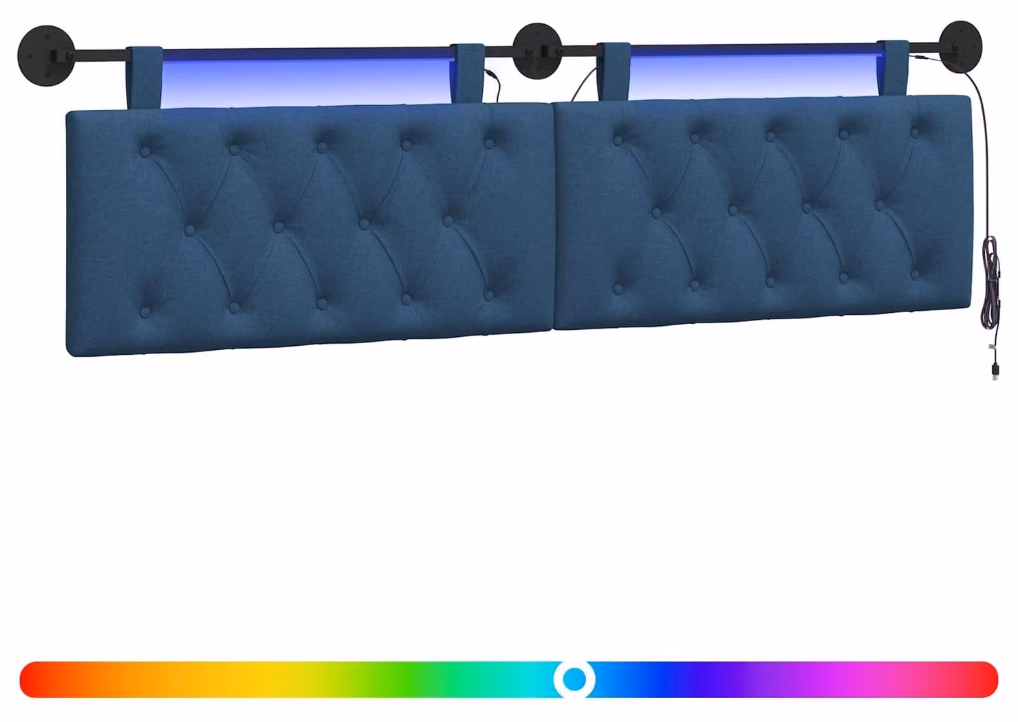 Testiera sospesa Con luce LED Blu Tessuto