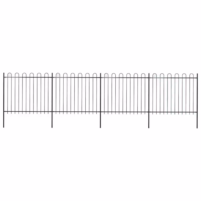 Recinzione da giardino vidaXL in acciaio con parte superiore ad anello, colore nero, L: 671 cm, H: 150 cm