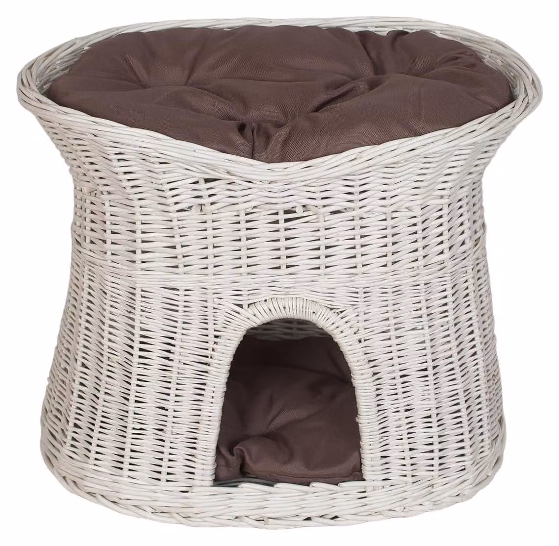 Cesta in vimini fatta a mano per cani e gatti, con cuscini