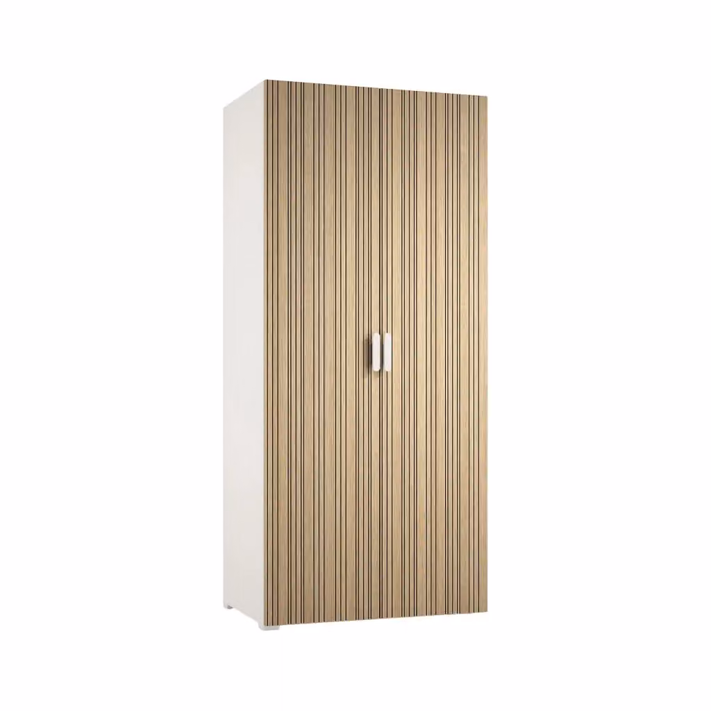 Armadio Nigella DMORA per camera da letto con 2 ante, Bianco Rovere Rigato, L: 52 cm, H: 180 cm – 2