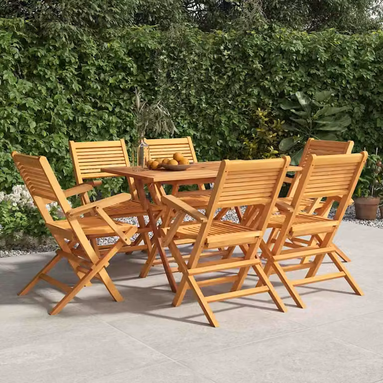 Set di 6 sedie pieghevoli vidaXL in legno di teak marrone con braccioli L/P/H: 55 x 62 x 90 cm