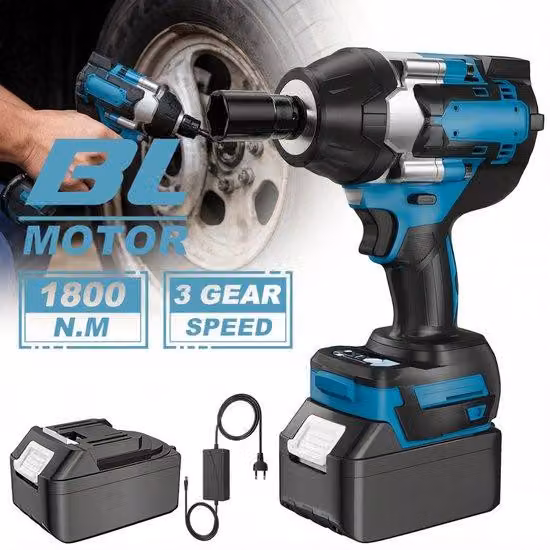 Avvitatore a batteria 1800 Nm, motore brushless, 3 velocità, attacco 1/2"