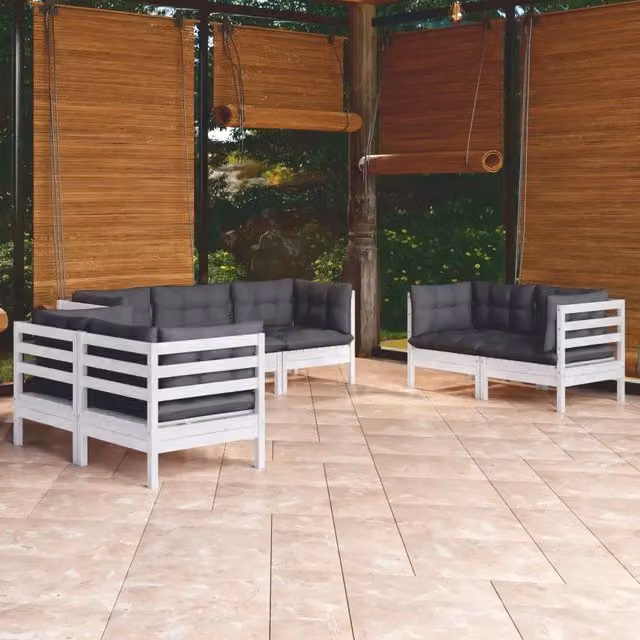Set Salotto da Giardino 7pz con Cuscini Legno Massello di Pino 3096257