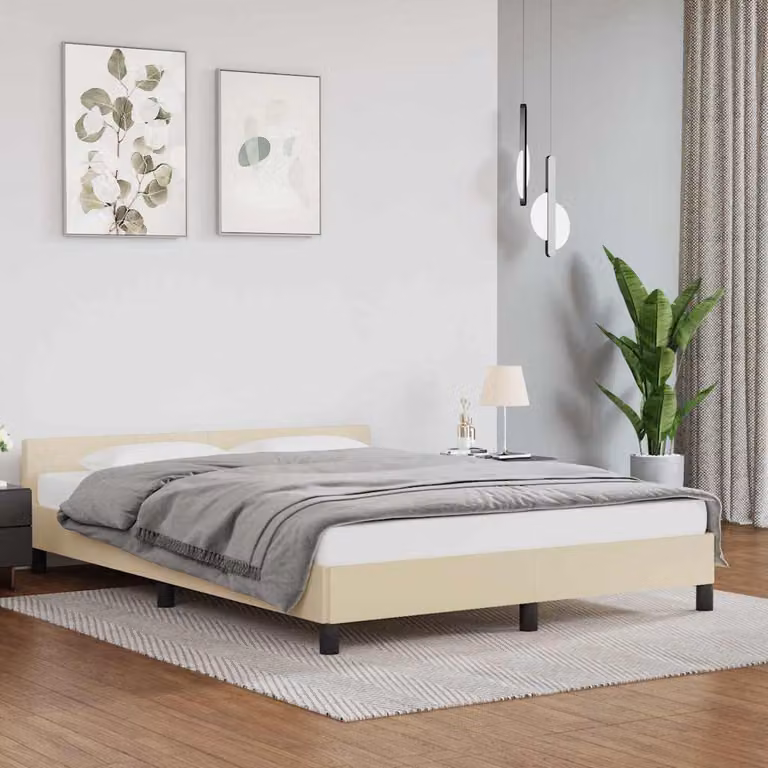 vidaXL Giroletto imbottito con testiera beige L/P/H: 140 x 200 cm