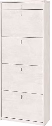 Scarpiera mobile porta scarpe 4 ante a ribalta e 1 Cassetto H164 L63 P29 Cm colore Bianco ossido Sk568k Sarmog