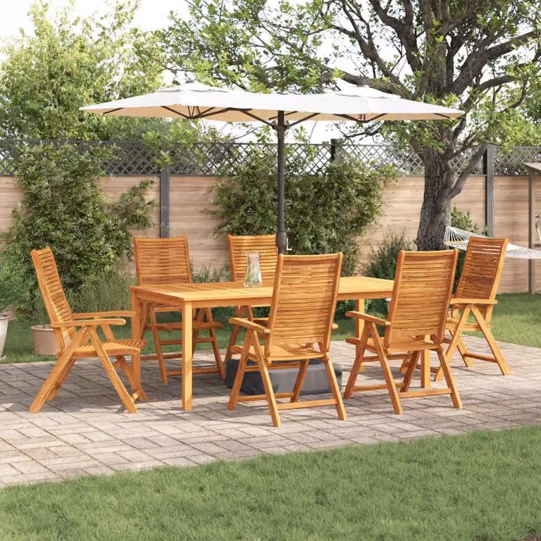 Maison Exclusive - Set da pranzo per esterno, 7 pezzi, legno massello di acacia, color marrone