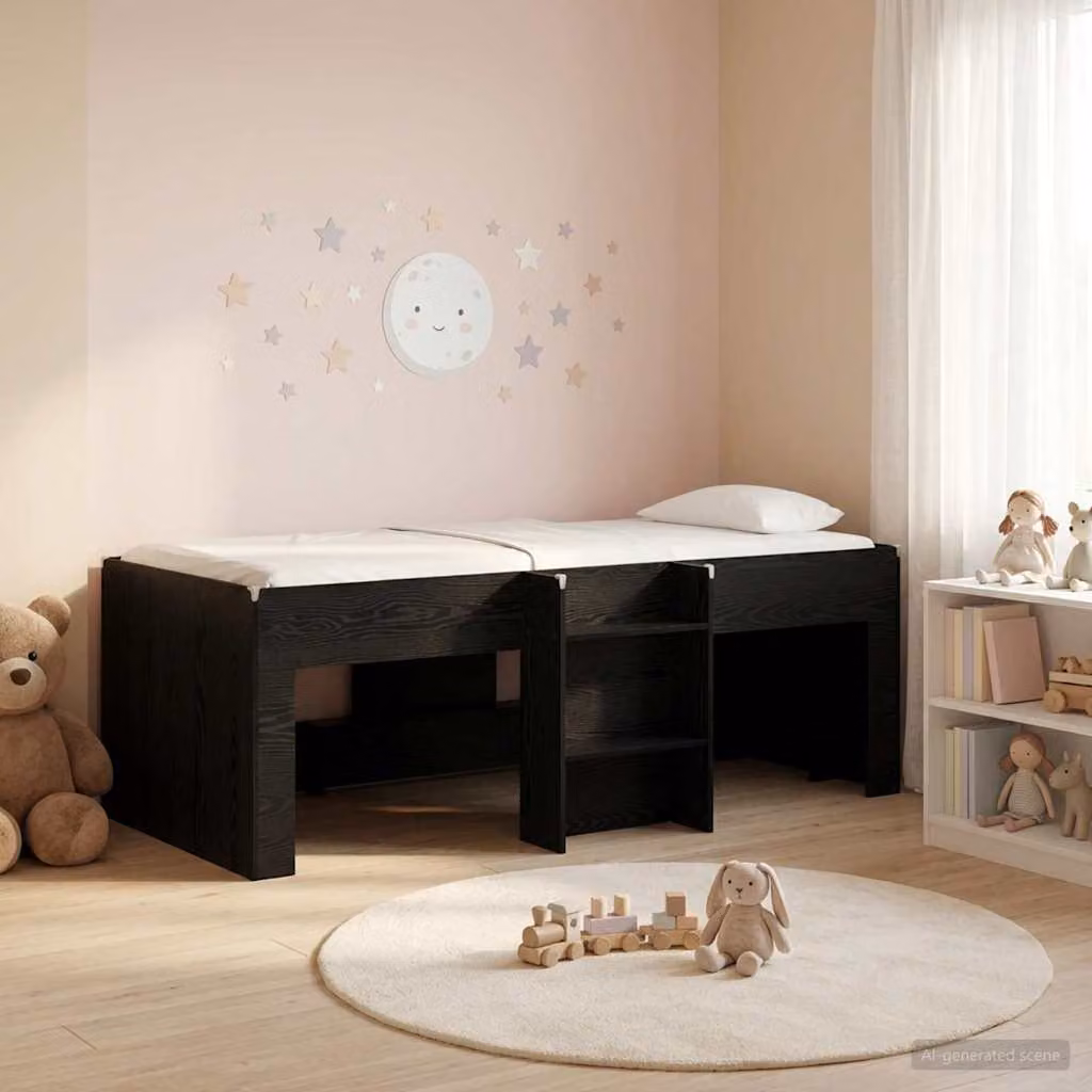 Letto alto singolo per bambini vidaXL in legno nero L 90 cm x P 200 cm x H 111 cm