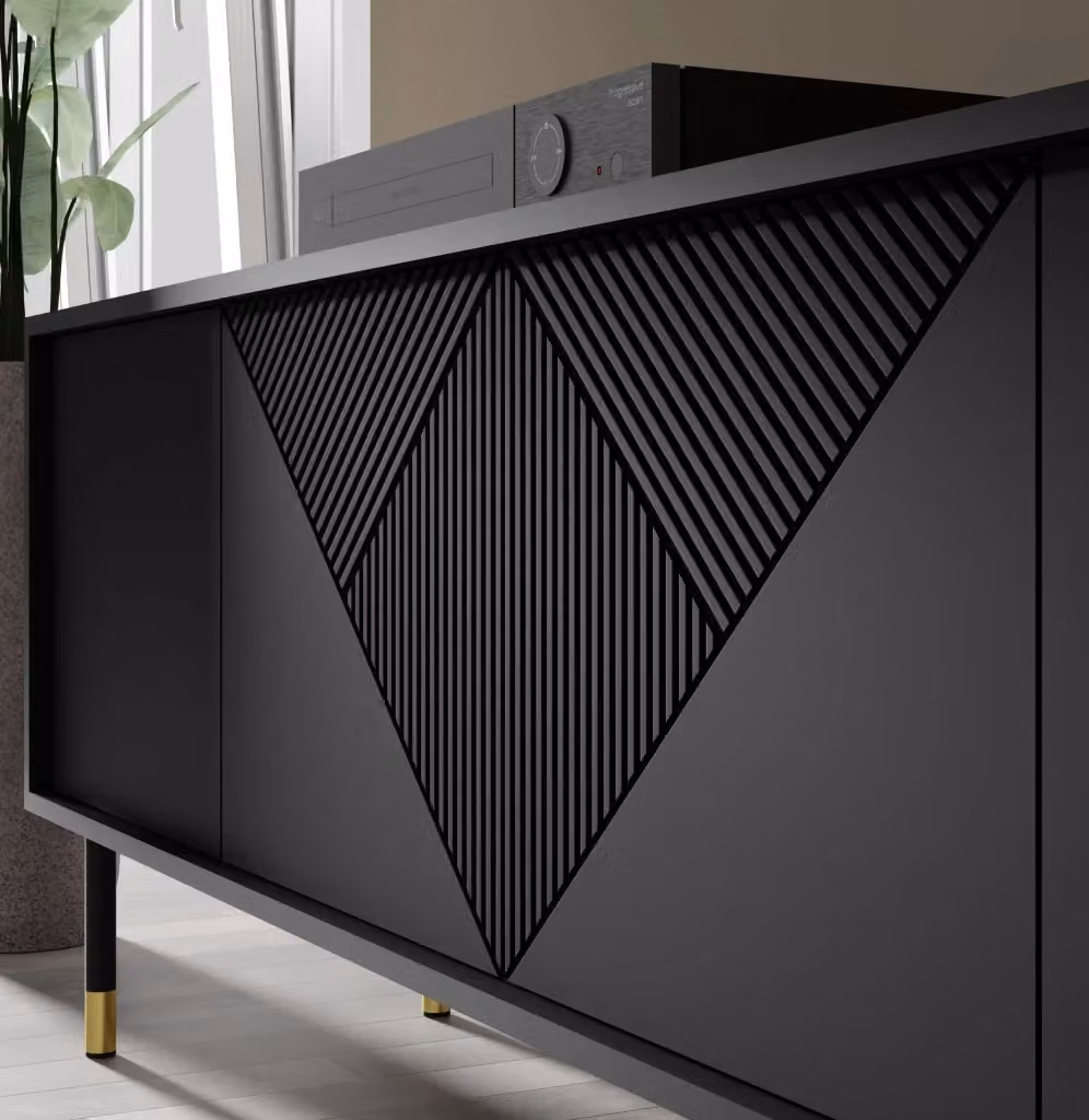 Mobile Woody 4D 180 Bim Furniture Nero Opaco e Oro – 2