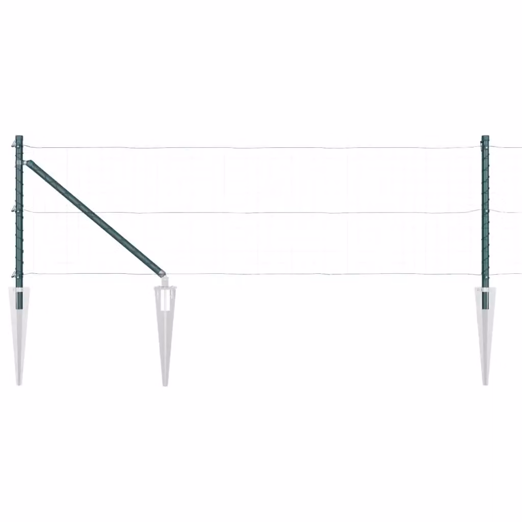 Set di 26 pali per recinzione rotondi in acciaio zincato verde con picchetto da terra vidaXL – 2