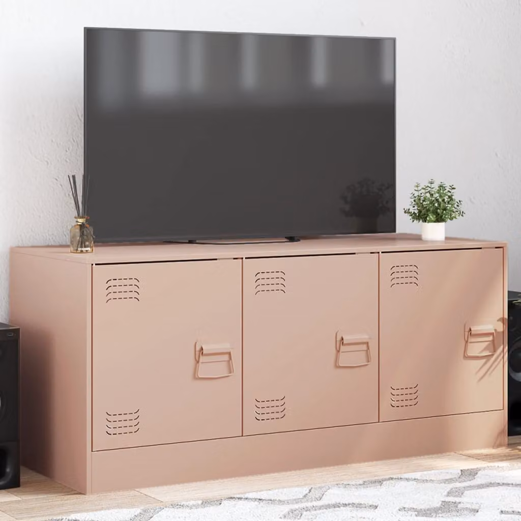 vidaXL Mobile Porta TV Rosa in Acciaio con Finitura Opaca L: 99 cm, P: 39 cm, H: 44 cm