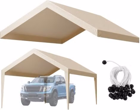 Telo superiore per tettoia copertura posto auto VEVOR impermeabile e resistente ai raggi UV, Beige, L: 609 cm, P: 365 cm, H: 305 cm