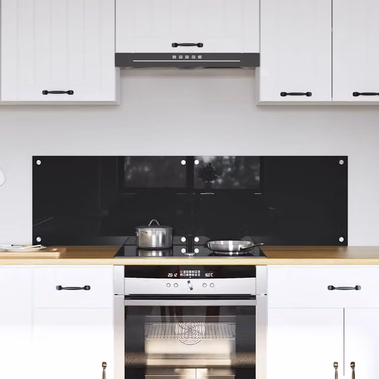 Set di 2 schienali per cucina vidaXL in vetro temperato nero, 70 x 40 cm