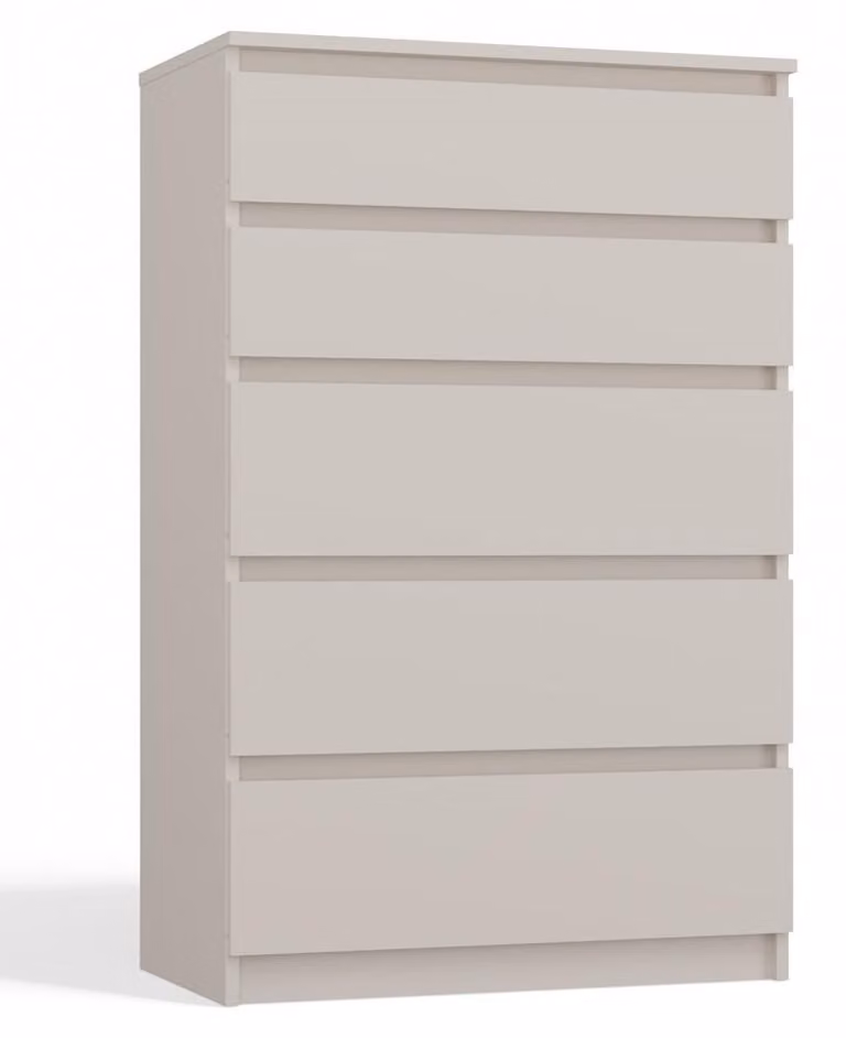 Comodino: 5 cassetti. Colore: cachemire. Dimensioni: 70 x 40 x 101 cm