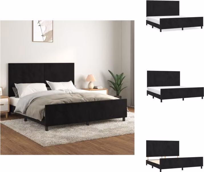 vidaXL Struttura letto con testiera nera 180x200 cm in velluto - Letti e strutture letto