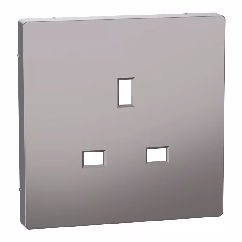 Piastra centrale Merten per inserto presa British Standard, acciaio inossidabile, sistema Design MTN2120-6036