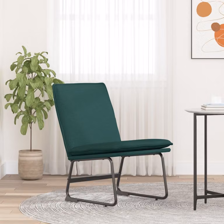 Sedia Lounge vidaXL Verde con Struttura in Metallo e Tessuto L/P/H: 52 x 75 x 76 cm