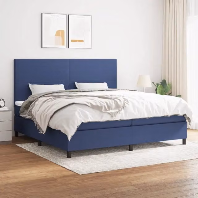 Letto Ibrido con Giroletto a Molle e Materasso vidaXL, Blu e Bianco, L/P: 200 x 200 cm – 1