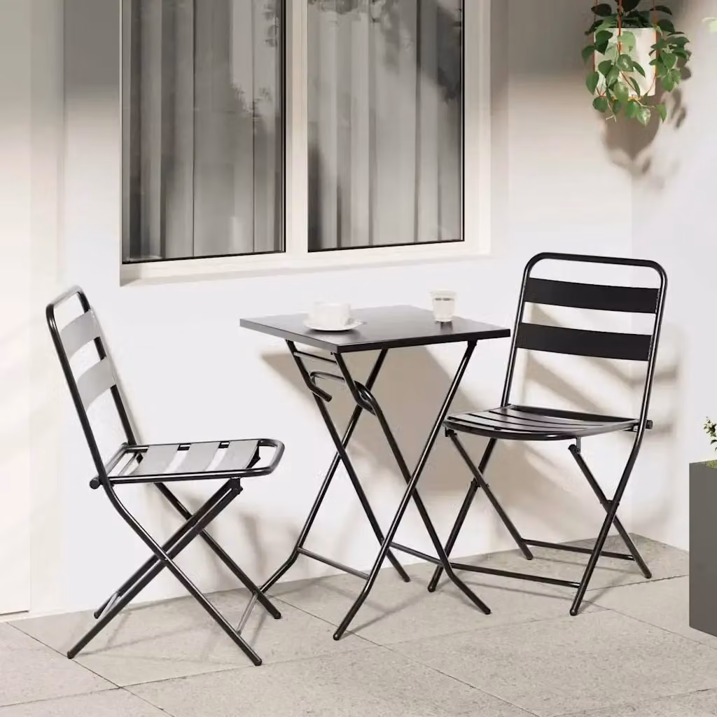 Set Bistro da Giardino 3 pz in Acciaio Inox Antracite con Piano Pieghevole – 2