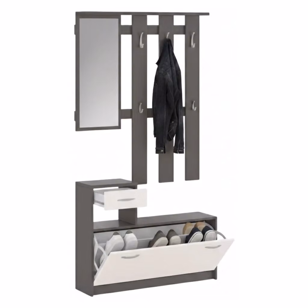 DMORA Mobile da Ingresso Moderno con Specchio, Beige e Grigio, L/P/H: 100 x 25,5 x 190 cm – 2