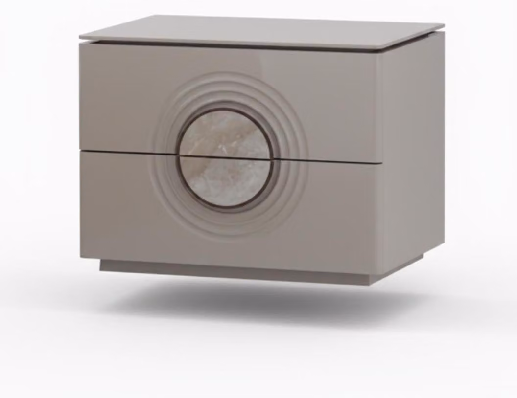 Tavolino da notte moderno, beige, elegante. Comodino, tavolino di servizio, cassettiera