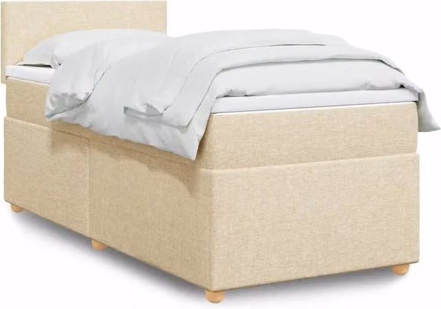 Letto Ibrido con Giroletto a Molle e Materasso vidaXL, Colore Beige e Bianco, L/P: 100 x 200 cm