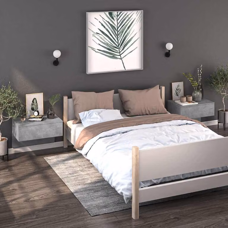 Set di 2 comodini sospesi vidaXL in stile moderno colore grigio