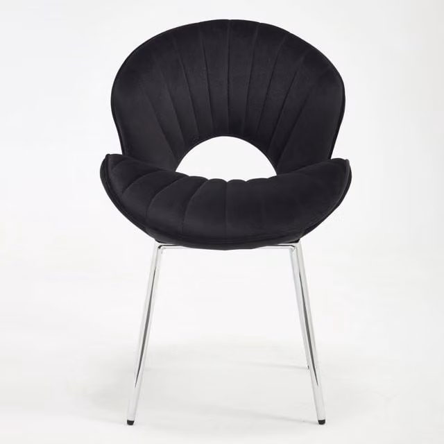 Sedia da pranzo moderna OKWISH in velluto nero con struttura in metallo – 1