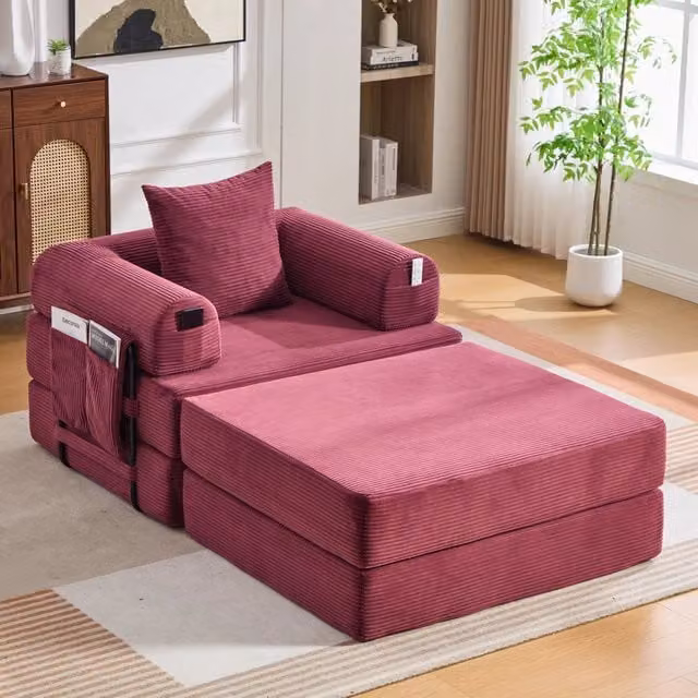 Sedia a compressione con sgabello - Zephmum - Telaio in metallo stabile, design ergonomico, cuscino incluso