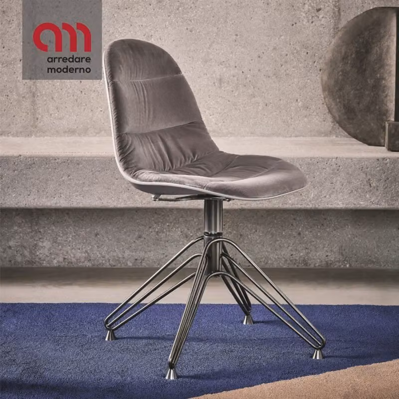 Sedia Mood Bontempi Casa rivestita girevole in acciaio