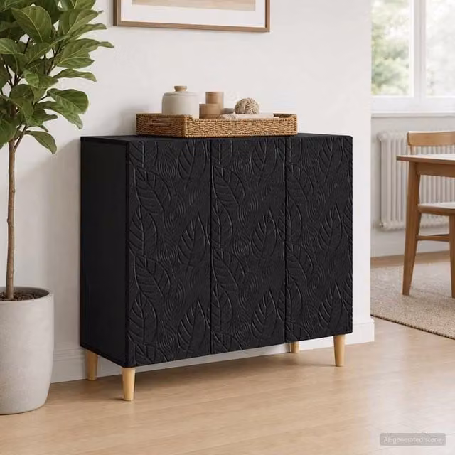 Credenza classica vidaXL in legno MDF nero e marrone L: 89 cm, P: 34,5 cm, H: 80 cm – 1