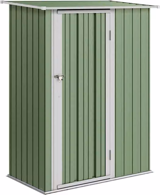 Casetta da giardino in metallo ¨C Xylo ¨C 142x86x189 cm verde con tetto spiovente